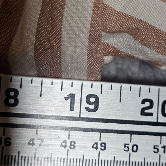 Striped Button-Up Shirt  Womans Crochet Back Panel Beige White Size Med Boho - Picture 9 of 13